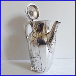 SUPERB CHRISTOFLE GALLIA SILVER PLATE ART NOUVEAU MAPLE TEA COFFEE SET 1890's