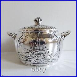 SUPERB CHRISTOFLE GALLIA SILVER PLATE ART NOUVEAU MAPLE TEA COFFEE SET 1890's