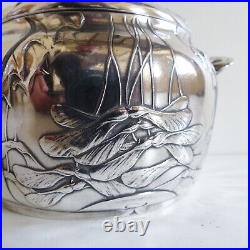 SUPERB CHRISTOFLE GALLIA SILVER PLATE ART NOUVEAU MAPLE TEA COFFEE SET 1890's