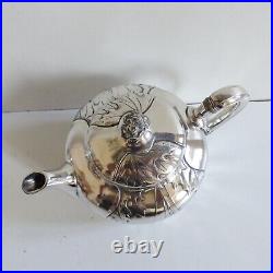 SUPERB CHRISTOFLE GALLIA SILVER PLATE ART NOUVEAU MAPLE TEA COFFEE SET 1890's