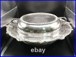 S & G Silver Plate 801 Round Covered 2 Piece Serving Dish 12 1/2 x 9 3/4
