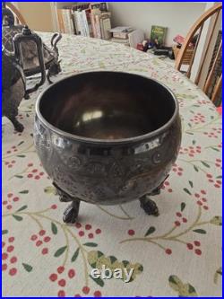 Seven Piece Antique Figural Clawfoot Silver Plate Tea Set