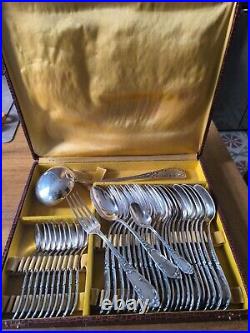 Sfam Cutlery Set 36 Piece Fork Spoon Ladle Silver Plated Louis XV Model