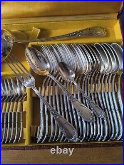 Sfam Cutlery Set 36 Piece Fork Spoon Ladle Silver Plated Louis XV Model