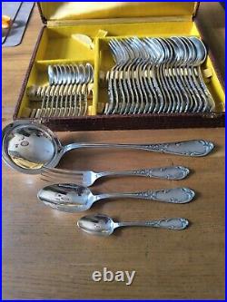 Sfam Cutlery Set 36 Piece Fork Spoon Ladle Silver Plated Louis XV Model