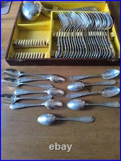 Sfam Cutlery Set 36 Piece Fork Spoon Ladle Silver Plated Louis XV Model