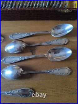 Sfam Cutlery Set 36 Piece Fork Spoon Ladle Silver Plated Louis XV Model