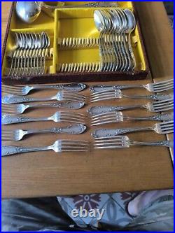 Sfam Cutlery Set 36 Piece Fork Spoon Ladle Silver Plated Louis XV Model