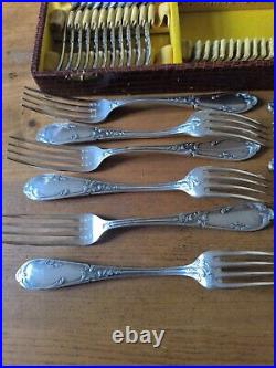Sfam Cutlery Set 36 Piece Fork Spoon Ladle Silver Plated Louis XV Model