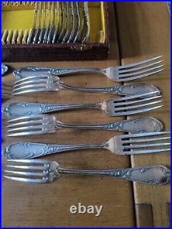 Sfam Cutlery Set 36 Piece Fork Spoon Ladle Silver Plated Louis XV Model