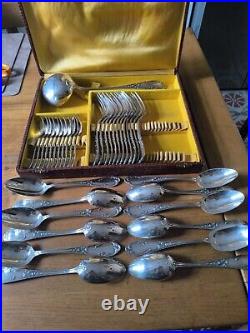 Sfam Cutlery Set 36 Piece Fork Spoon Ladle Silver Plated Louis XV Model