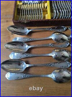 Sfam Cutlery Set 36 Piece Fork Spoon Ladle Silver Plated Louis XV Model