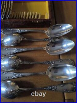 Sfam Cutlery Set 36 Piece Fork Spoon Ladle Silver Plated Louis XV Model