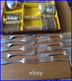 Sfam Cutlery Set 36 Piece Fork Spoon Ladle Silver Plated Louis XV Model