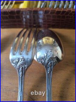 Sfam Cutlery Set 36 Piece Fork Spoon Ladle Silver Plated Louis XV Model