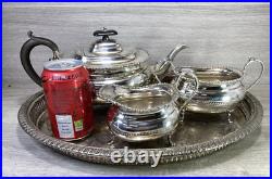 Sheffield A1 Silver Plated 3 Piece Tea Coffee Set & Oval Gallery Tray
