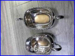 Sheffield A1 Silver Plated 3 Piece Tea Coffee Set & Oval Gallery Tray