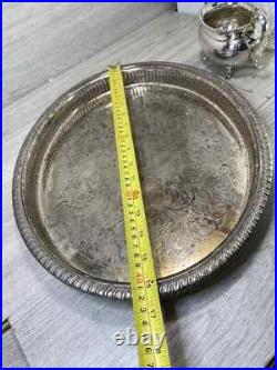 Sheffield A1 Silver Plated 3 Piece Tea Coffee Set & Oval Gallery Tray