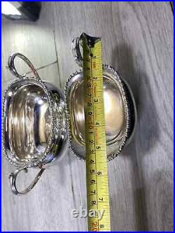 Sheffield A1 Silver Plated 3 Piece Tea Coffee Set & Oval Gallery Tray