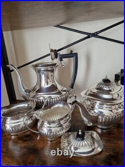 Sheffield England Silver Plated Tea & Coffee Set 4 Piece Vintage Service