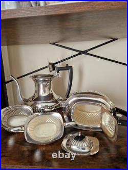 Sheffield England Silver Plated Tea & Coffee Set 4 Piece Vintage Service