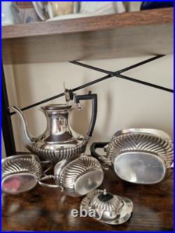 Sheffield England Silver Plated Tea & Coffee Set 4 Piece Vintage Service