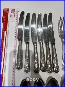 Silver Kings Pattern Collection Canteen 50 Pieces + Silver Cake Set Plated