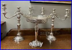 Silver Pedestal Table Centre Piece Dish Bowl Art Deco Style