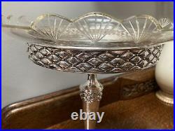 Silver Pedestal Table Centre Piece Dish Bowl Art Deco Style