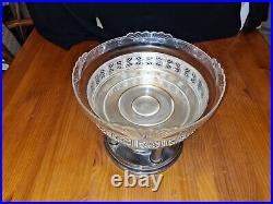 Silver Plate 4 Column Corinthian Epernge / Centre Piece With Art Deco Glass Bowl