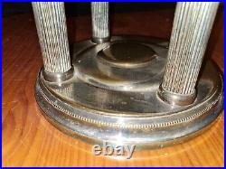 Silver Plate 4 Column Corinthian Epernge / Centre Piece With Art Deco Glass Bowl