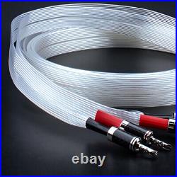 Silver Plate 8N OCC Flat HiFi Speaker Cable Cord with Carbon Fiber Banana Plug