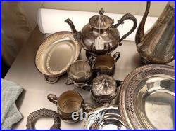 Silver Plate Flatware And Teapot Lot Of 19