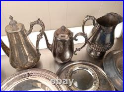 Silver Plate Flatware And Teapot Lot Of 19