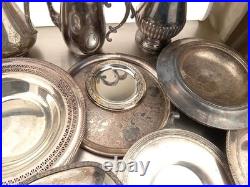Silver Plate Flatware And Teapot Lot Of 19