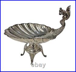 Silver Plate HM Footed Nut Dish Edwardian Squirrel Design Rare Antique Piece
