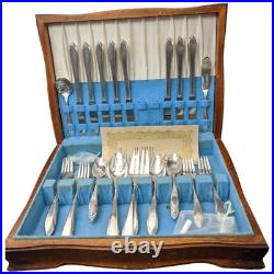 Silver Plate Lufberry Wm Rogers Mfg Co AA IS Flat Ware Chest Svc for 8 54 piece