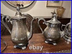 Silver Plate Serving Plates, Platters, Coffee & Tea Pots, Vase, Stein, Lot Of 12