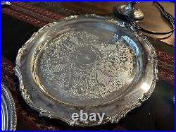 Silver Plate Serving Plates, Platters, Coffee & Tea Pots, Vase, Stein, Lot Of 12