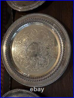 Silver Plate Serving Plates, Platters, Coffee & Tea Pots, Vase, Stein, Lot Of 12