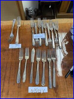 Silver Plate Silverware Flatware Lot Spoons And Forks 52 Pieces