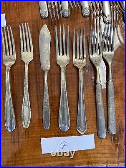 Silver Plate Silverware Flatware Lot Spoons And Forks 52 Pieces