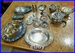 Silver Plate Tea Serving Bundle 13 pieces Various Brands Community Wilcox