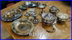 Silver Plate Tea Serving Bundle 13 pieces Various Brands Community Wilcox