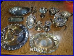 Silver Plate Tea Serving Bundle 13 pieces Various Brands Community Wilcox