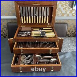 Silver Plated 106 Piece Cutlery In Oak Wellington Chest. Joseph Rodgers 1920