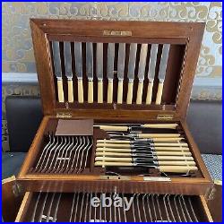 Silver Plated 106 Piece Cutlery In Oak Wellington Chest. Joseph Rodgers 1920