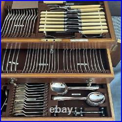 Silver Plated 106 Piece Cutlery In Oak Wellington Chest. Joseph Rodgers 1920