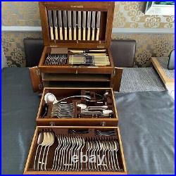 Silver Plated 106 Piece Cutlery In Oak Wellington Chest. Joseph Rodgers 1920