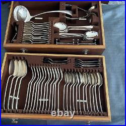 Silver Plated 106 Piece Cutlery In Oak Wellington Chest. Joseph Rodgers 1920